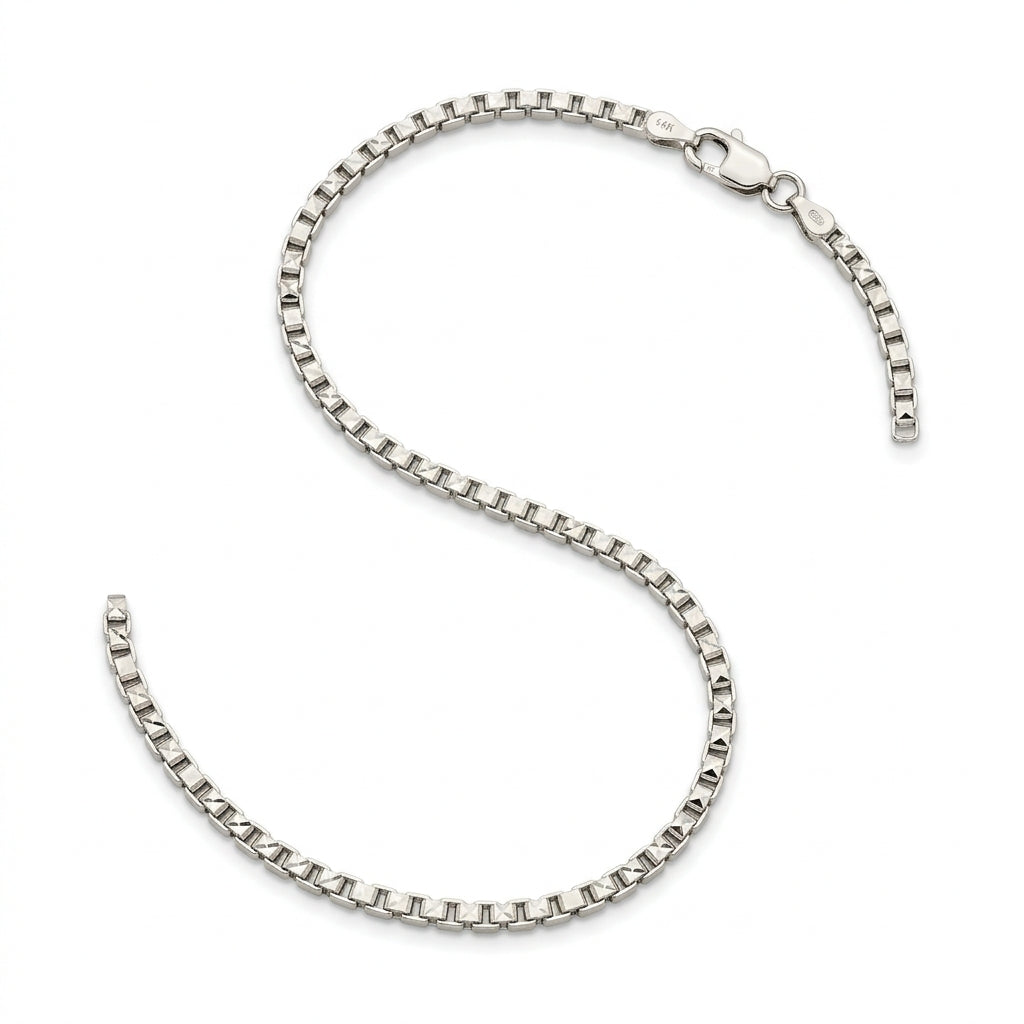 Diamond-Cut Box Chain in 14k White Gold