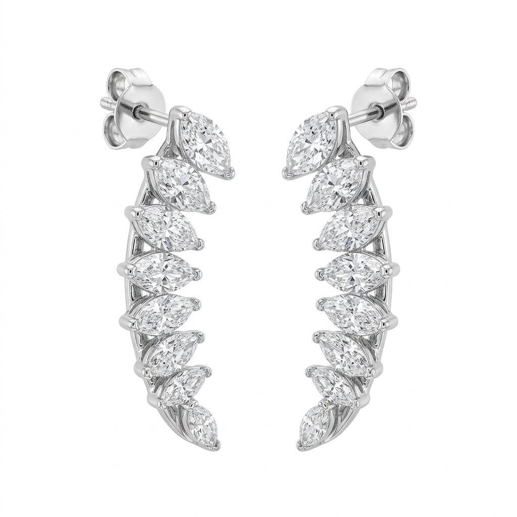 Marquise Diamond Climber Earrings
