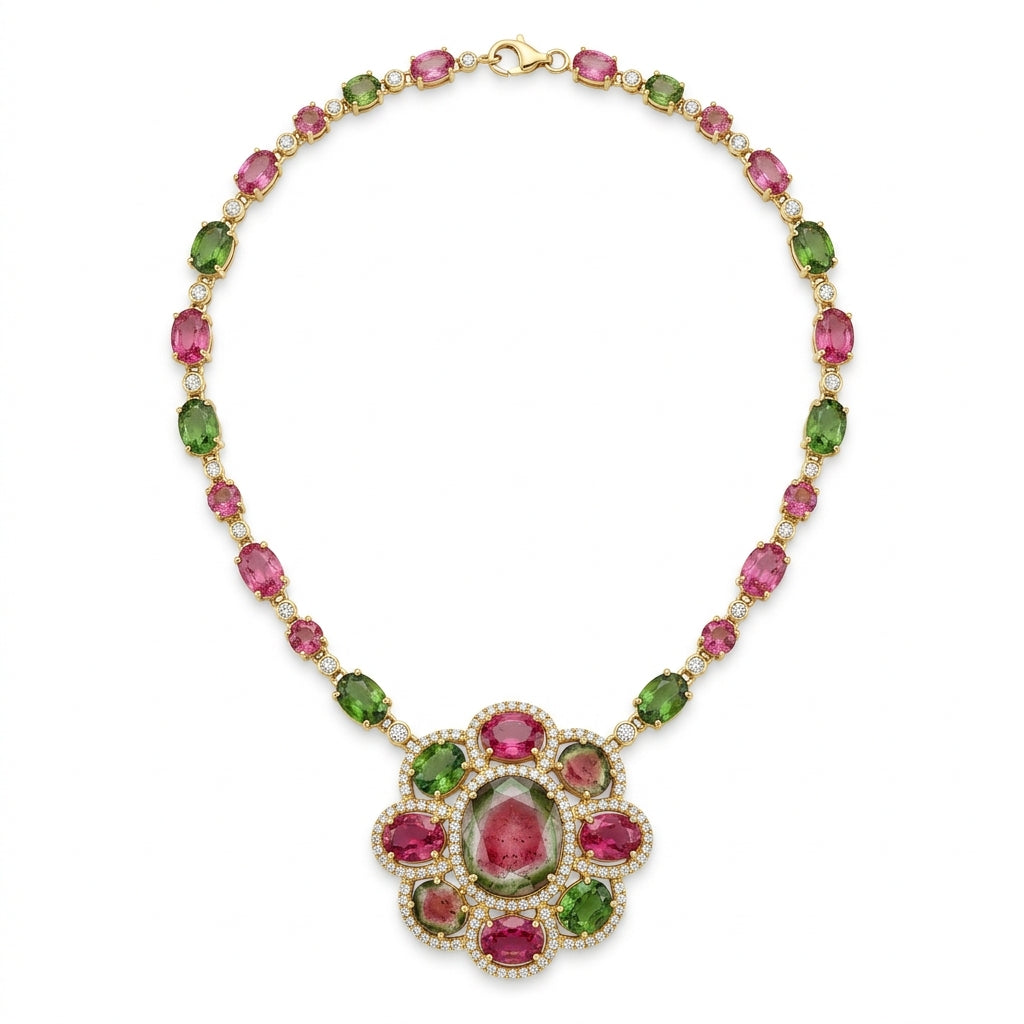 Multi-Color Tourmaline Statement Necklace