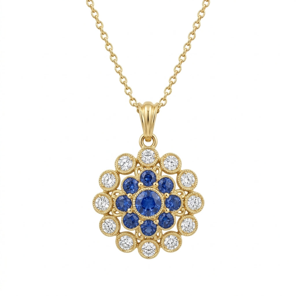 Sapphire Cluster Heritage Pendant