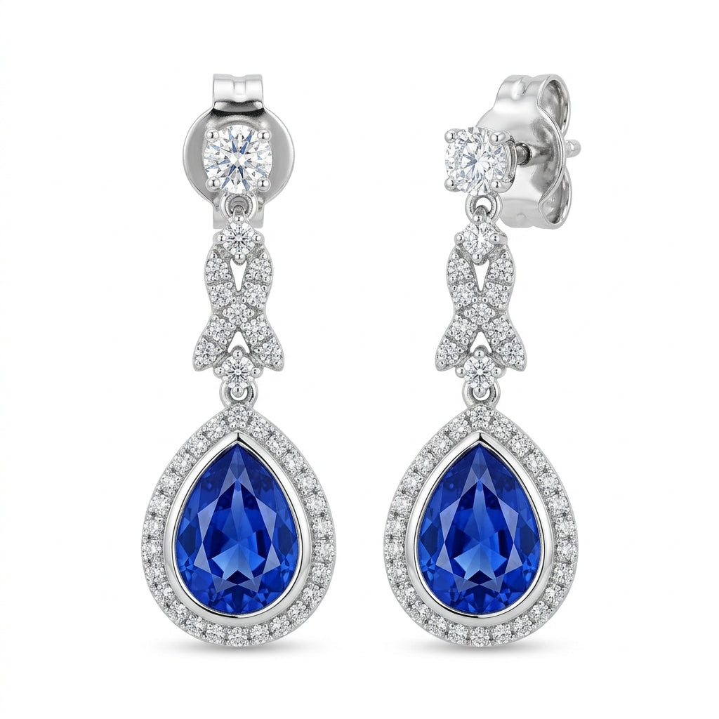 Sapphire Drop Pendant Earrings