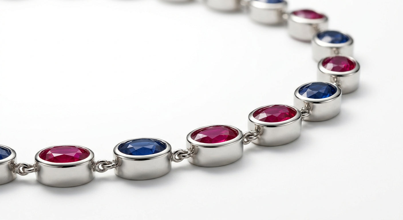 Chromatic Ruby & Sapphire Necklace - angled view