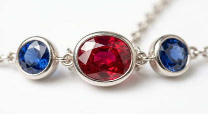 Chromatic Ruby & Sapphire Necklace - gemstone close-up