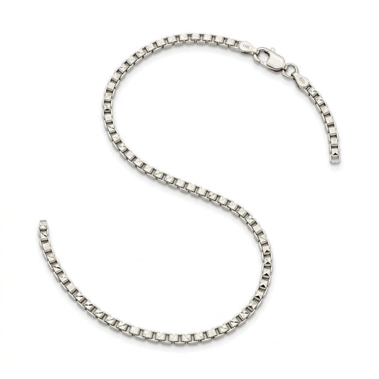 Diamond-Cut Box Chain in 14k White Gold