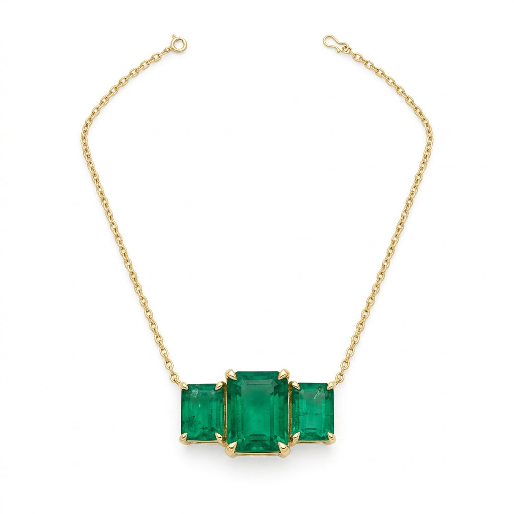 Emerald Trilogy Pendant Necklace