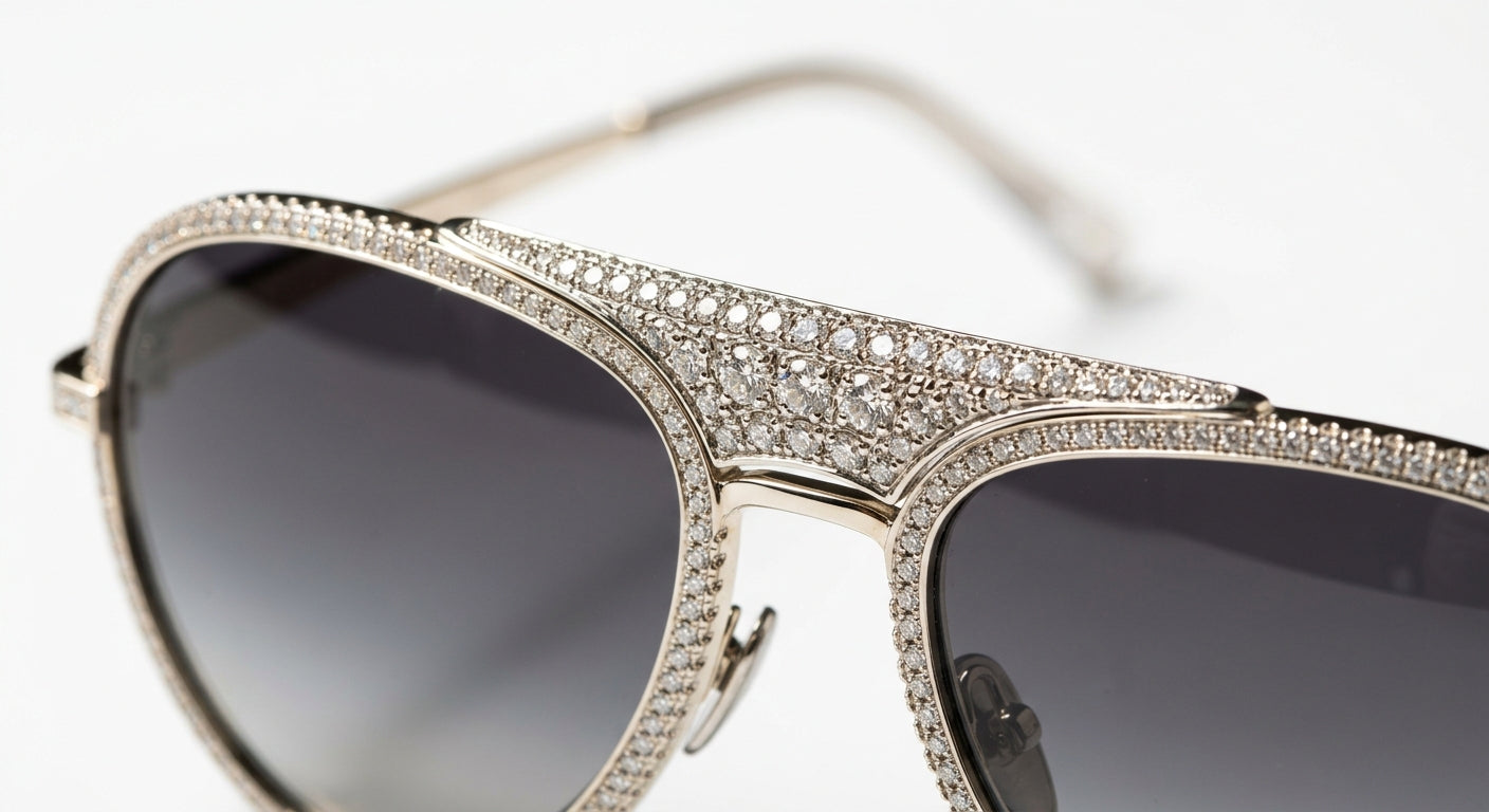 The Lumina Frost Aviators - diamond frame detail