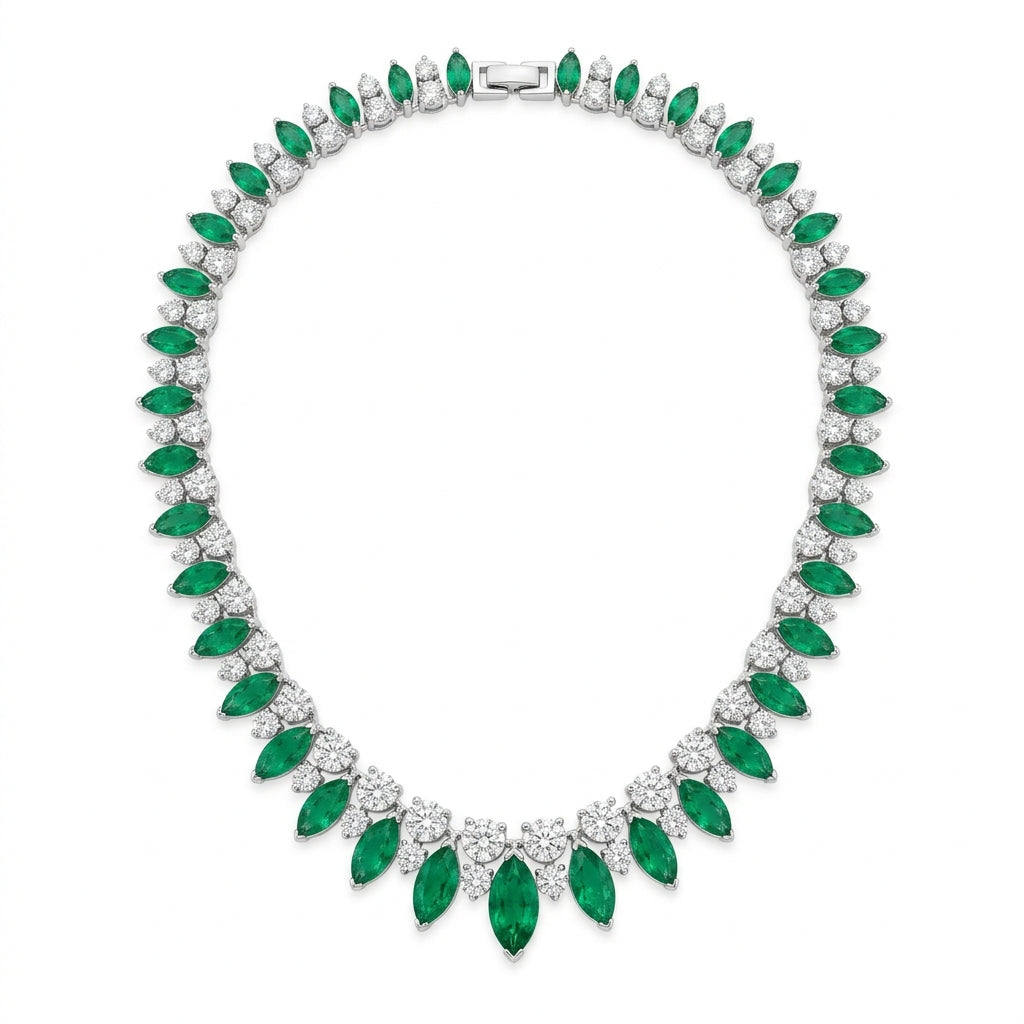 Marquise Emerald & Diamond Riviera