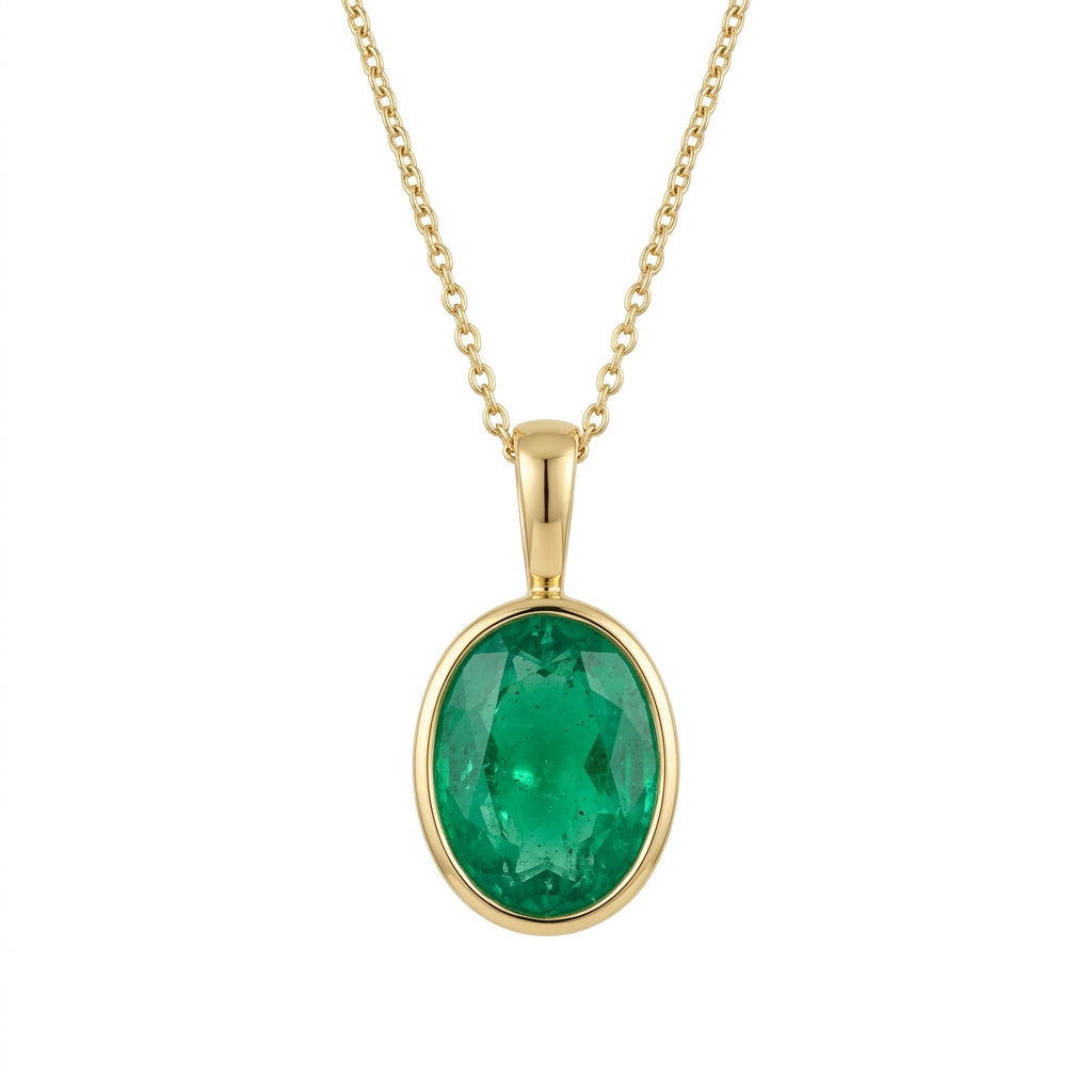 Oval Emerald Bezel Solo Pendant