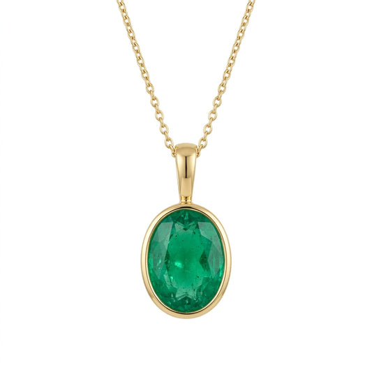 Oval Emerald Bezel Solo Pendant