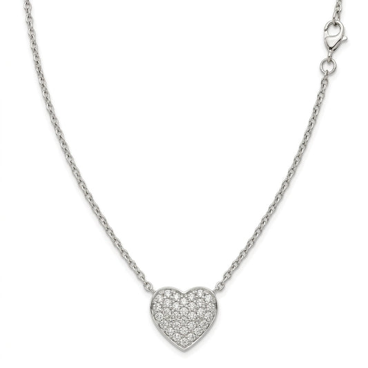 Pave Heart Diamond Solitaire Necklace