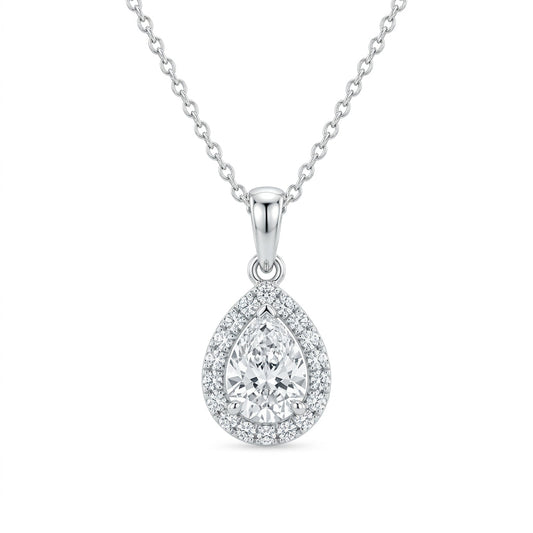 Pear-Cut Diamond Halo Pendant