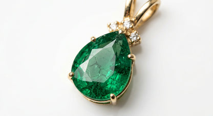 Perfect Pear Luxe Drop Earrings - emerald detail