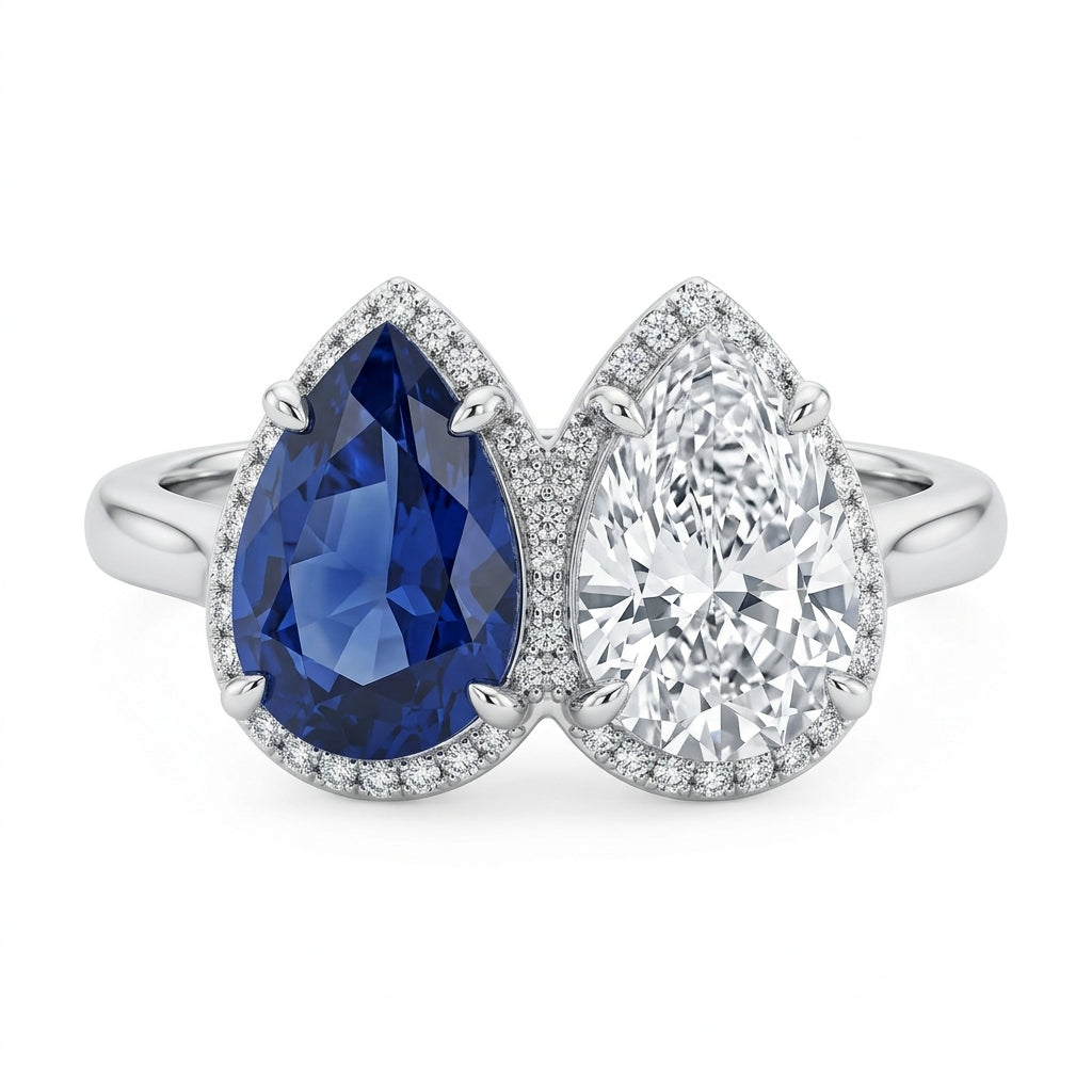 Sapphire & Diamond Toi et Moi Ring