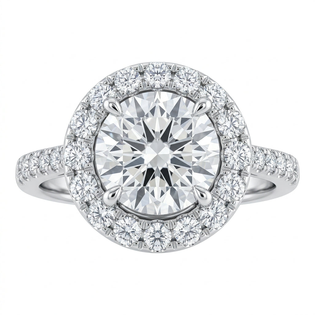 The Aurora Round Halo Diamond Ring