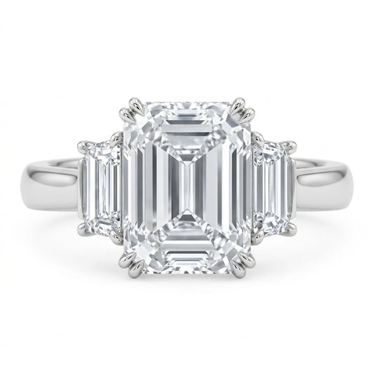 Emerald-Cut Diamond Three-Stone Ring