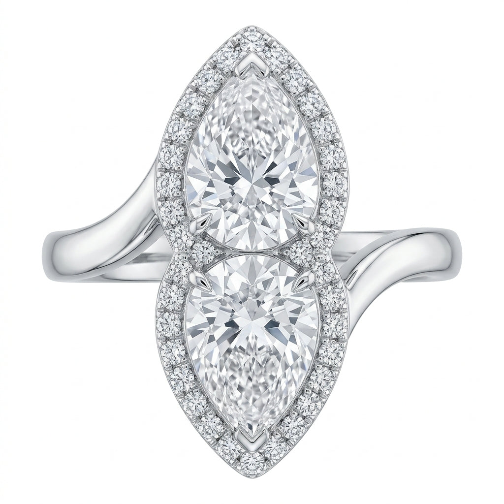 Pear-Cut Diamond Bypass Ring