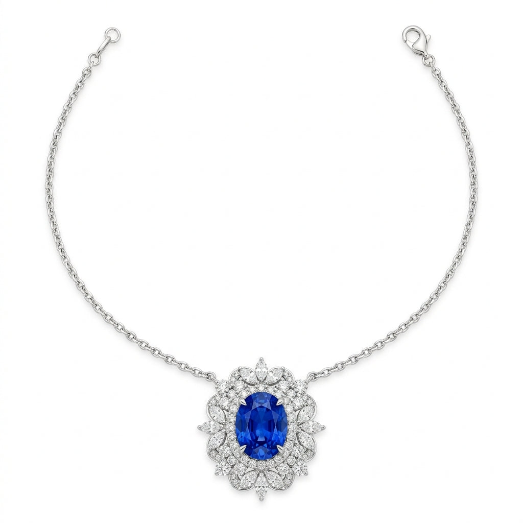 The Royal Sapphire Cluster Necklace