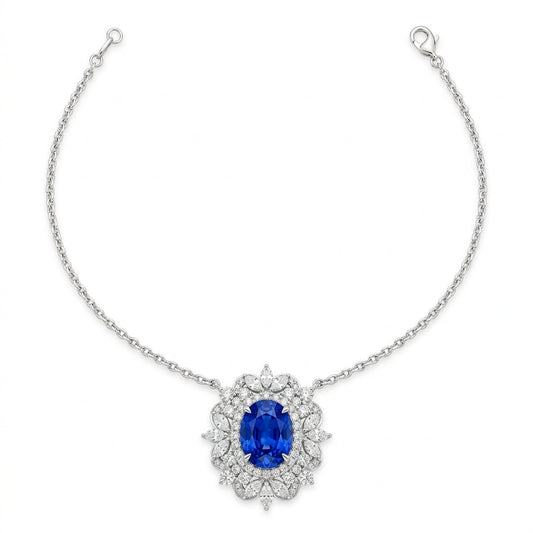 The Royal Sapphire Cluster Necklace