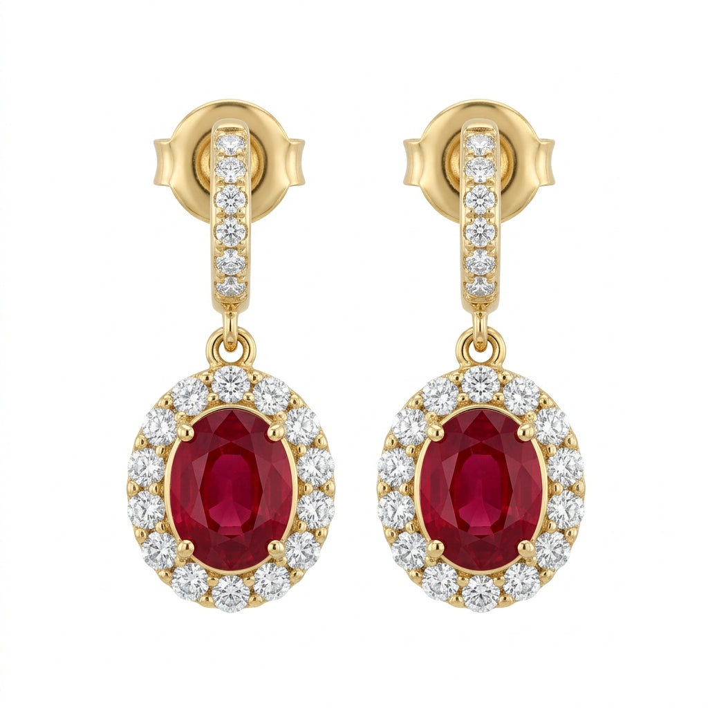 Ruby Halo Drop Earrings