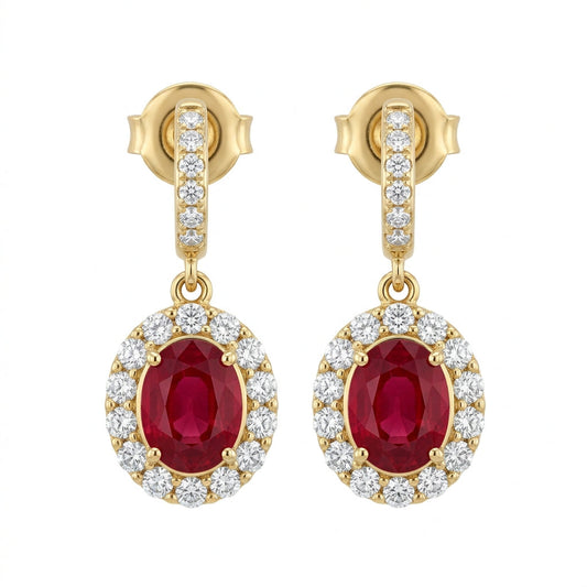 Ruby Halo Drop Earrings