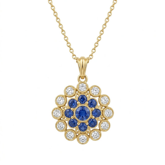 Sapphire Cluster Heritage Pendant