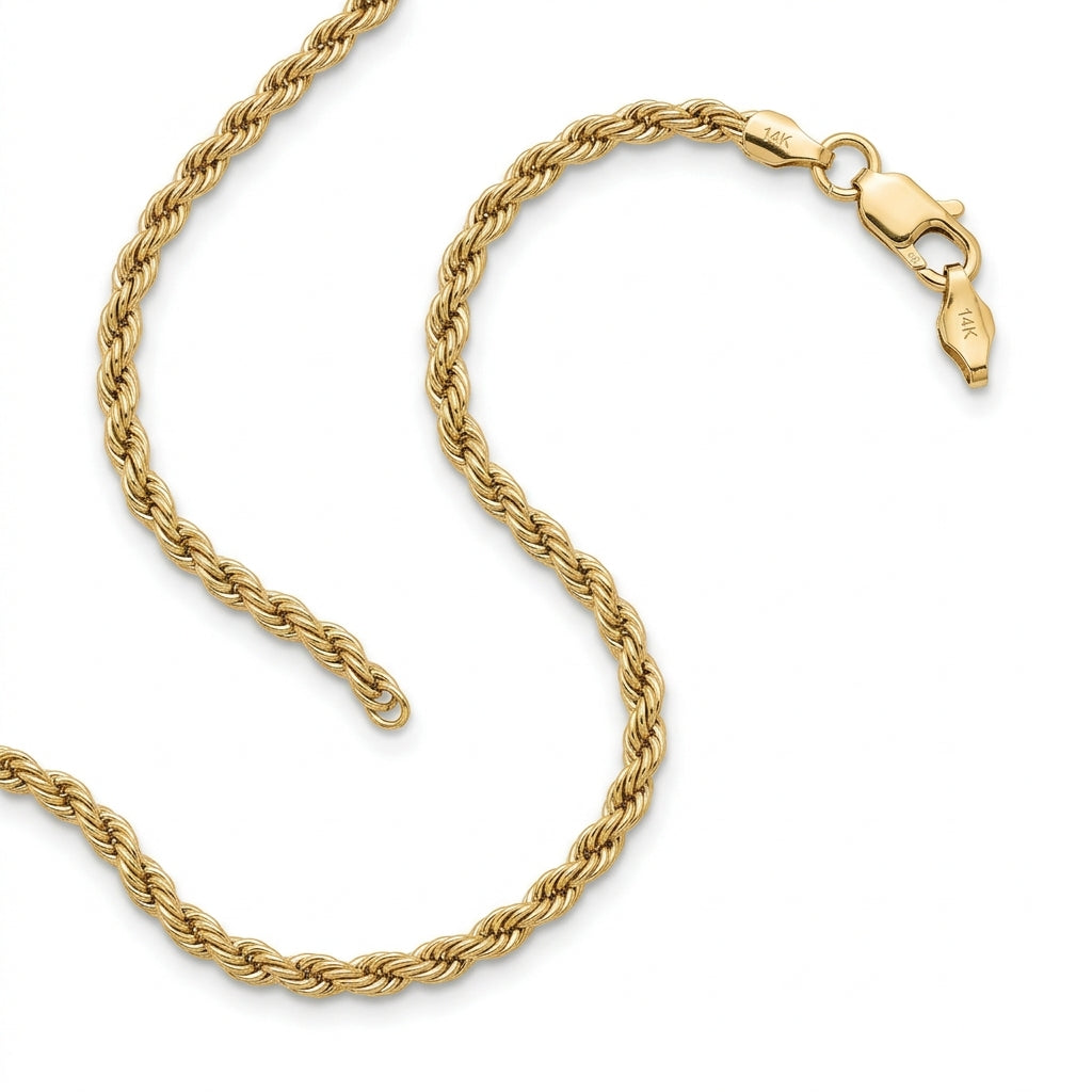 Solid Gold Rope Chain 14k