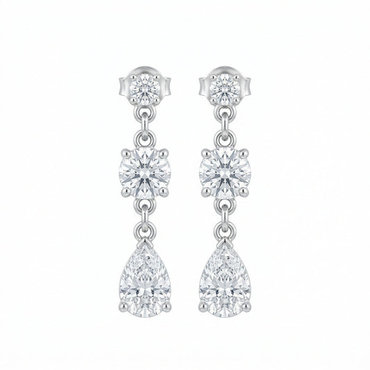 Three-Stone Diamond Drop Earrings